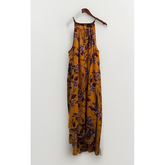 Mlle Gabrielle Maxi Dress Womens Plus Size 3X Yellow Floral High Low Helm - Picture 1 of 5